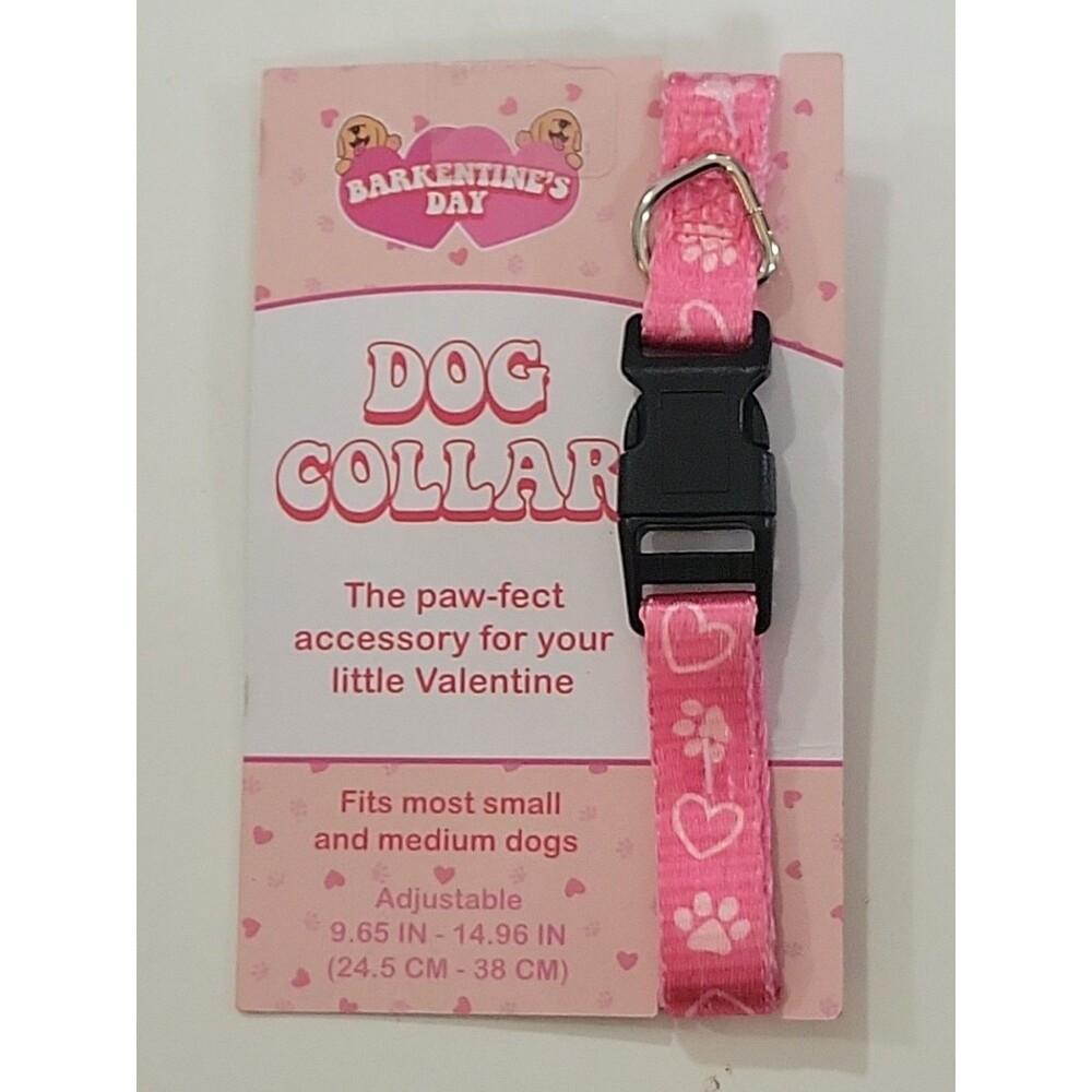 Pink Paw Prints And Hearts Valentines Dog Collar Fits Most Small To‎ Medium Dogs